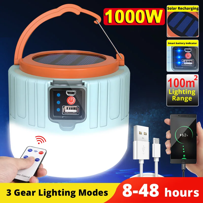 Outdoor Camping Bbq - 1000W Solar LED Camping Light Waterproof