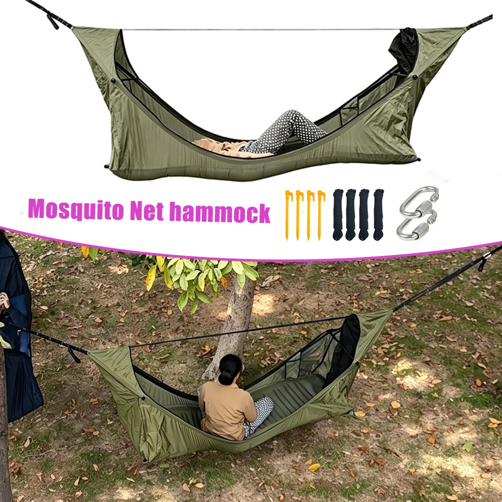 Camping Hammock - Flat Hammock with Mosquito Net Swing