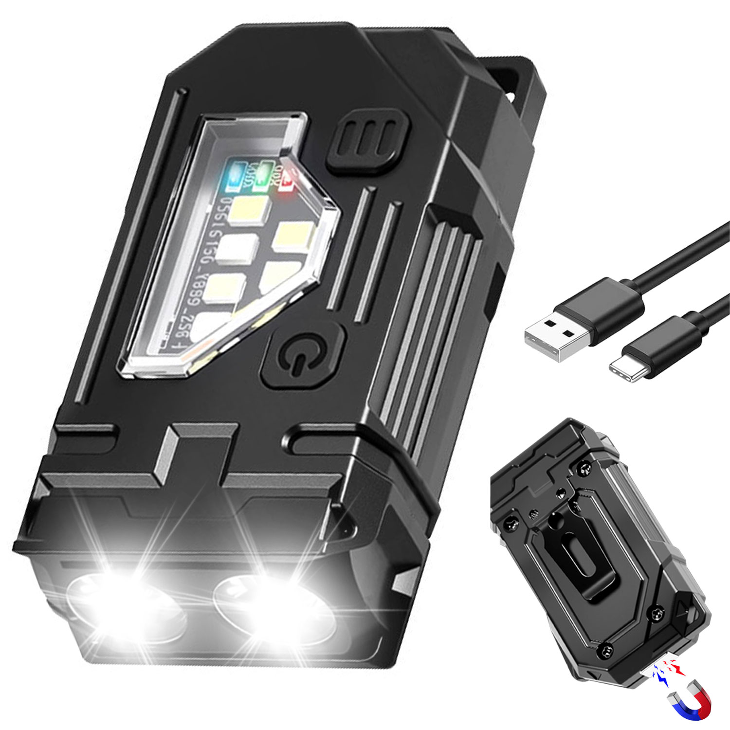 Outdoor Camp - Dual LED Mini Flashlight, 8 Modes(White