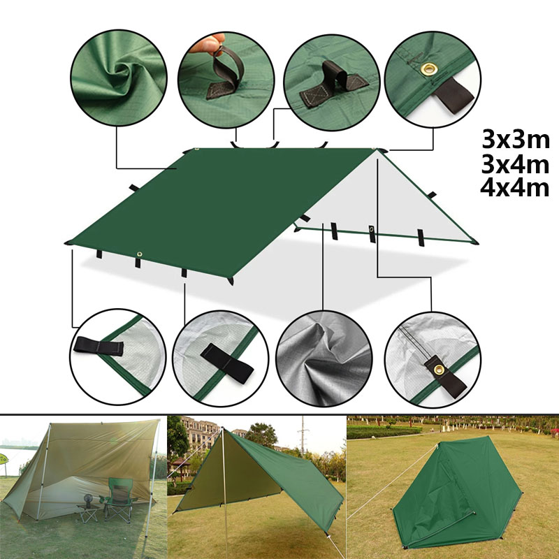4x4m 4x3m 3x3m 19 Hang Points  - Waterproof Tarp Shelter ulasan dan harga