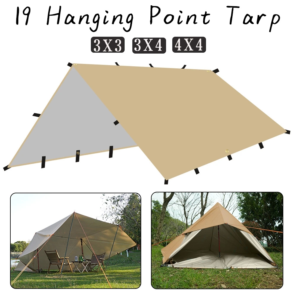 4x4m 4x3m 3x3m 19 Hang Points  - Waterproof Tarp Shelter ulasan dan harga