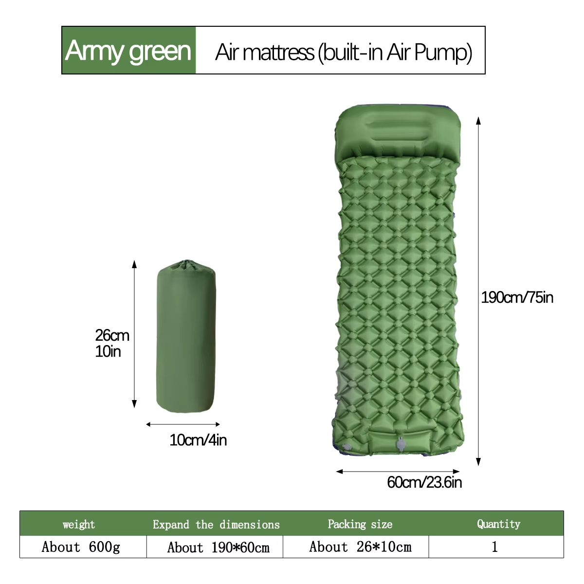 190*60cm Outdoor Camping Infla - Outdoor Camp ulasan dan harga