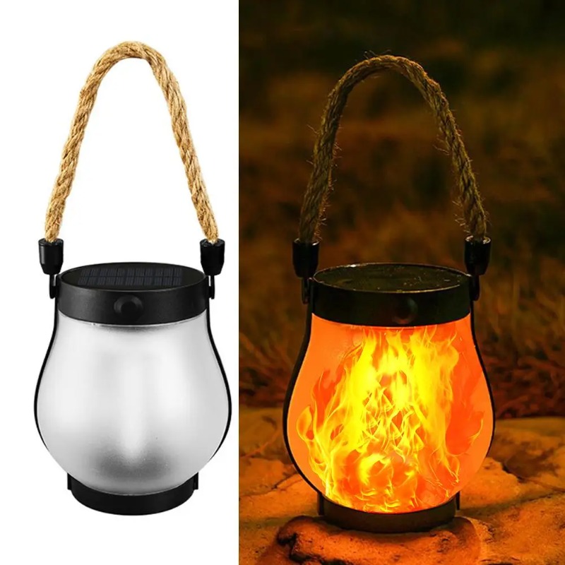 Solar Flame Lamp USB Rechargea - Camping Rope ulasan dan harga