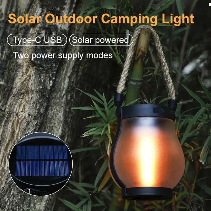Solar Flame Lamp USB Rechargea - Camping Rope ulasan dan harga