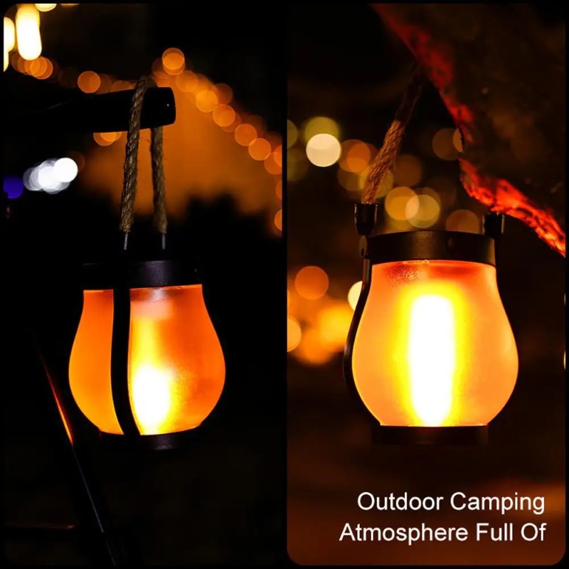 Solar Flame Lamp USB Rechargea - Camping Rope ulasan dan harga