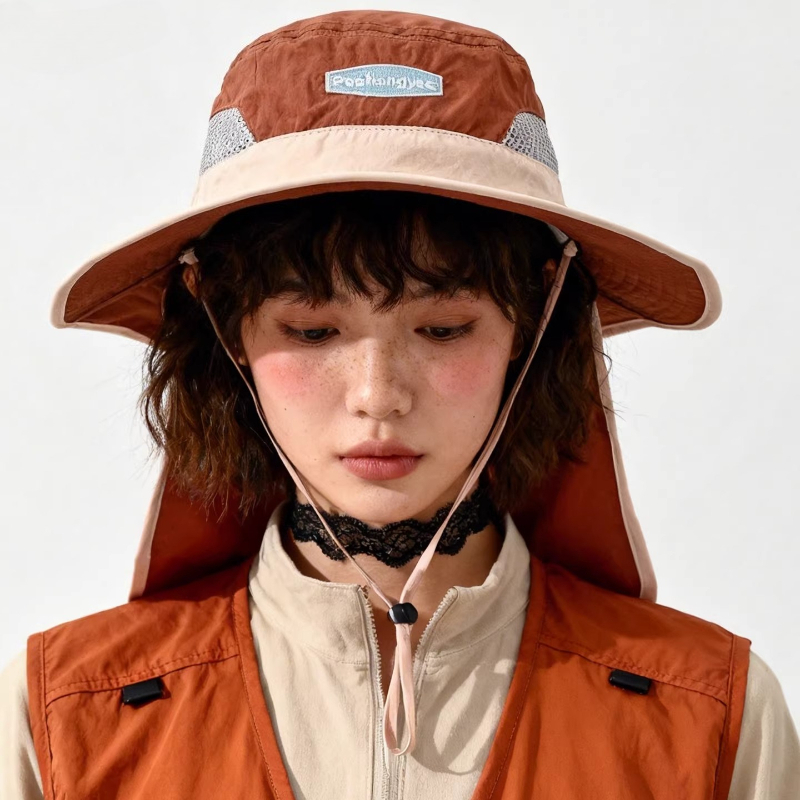 Fashion Contrast Stitching Mes - Camping Outdoor Quick Drying Sun Neck Protection Cap Hat ulasan dan harga