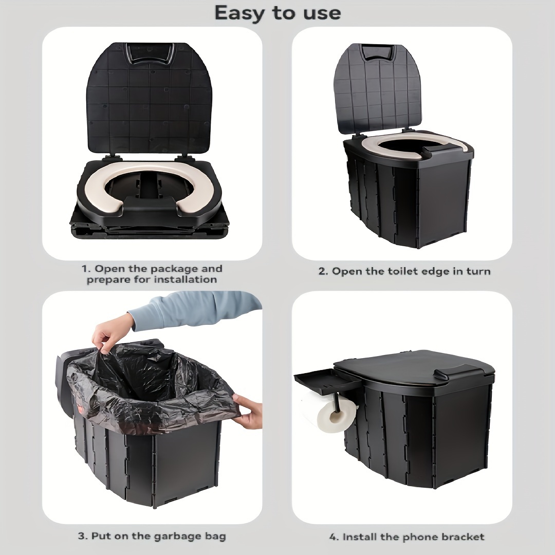 Portable Folding Toilet with P - Outdoor Camping Quilt ulasan dan harga