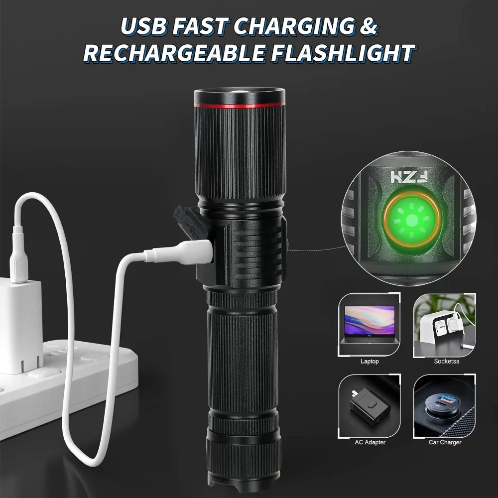 Powerful LED Flashlight Type C - Camping Rope ulasan dan harga